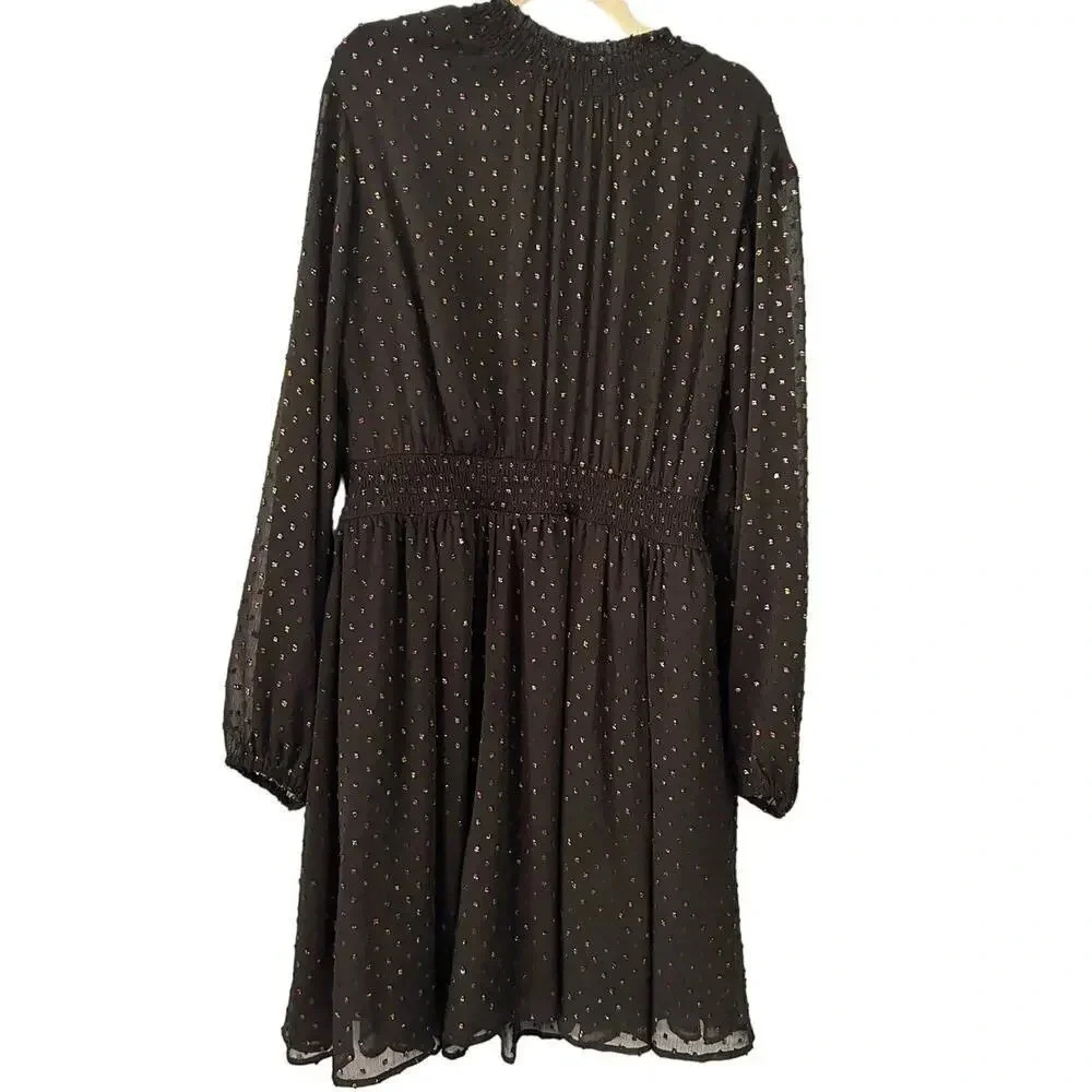 Torrid Dress Size 2 18/20 Sheer Lined Metallic Black Flowy Wedding Guest Blouson